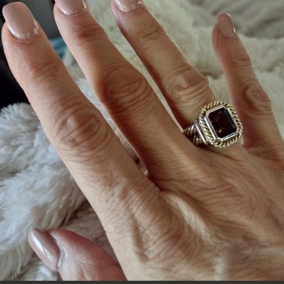 CNA Pranda Sterling Silver & 14K Smoky Quartz Ring Size 6 - Picture 5 of 7